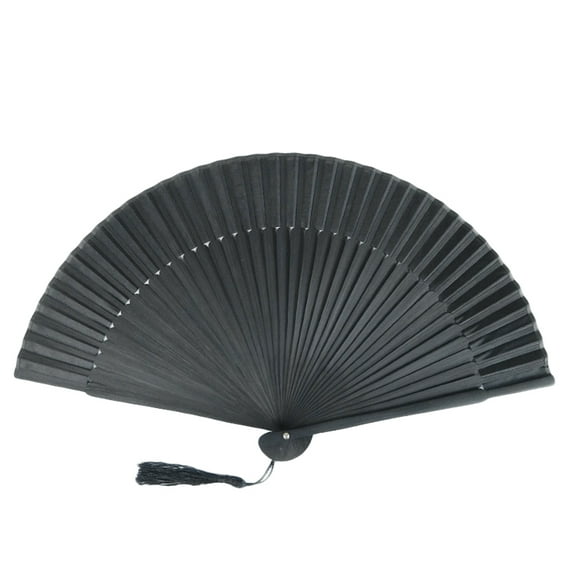 UPGRATOR 2Pcs Hand Embroidered Silk Fan in Black for Decorative Use