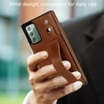 thumbnail image 2 of Dteck for Samsung Galaxy Note 20 Slim Case, Shockproof Premium PU Leather Soft TPU Business Cover with Wrist Strap Kickstand Flip Stand Protection Case, brown, 2 of 7