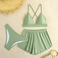 thumbnail image 4 of Sakmal Back Smoothing Bikini Swimsuits for Women Plus Size 3 Piece Swimwear Green Solid Tropical Womens Bathing Suits XL, 4 of 8