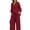 Red, variant on 2Pcs/Set Women's Elegant Suit Cotton Linen Breathable Stylish Casual Long Sleeve Suit Spring Autumn Supply