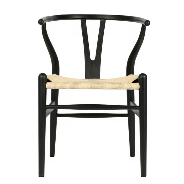 Tomile Mid-Century Solid Wood Dining Chair Wishbone Chair,Black Chair ...