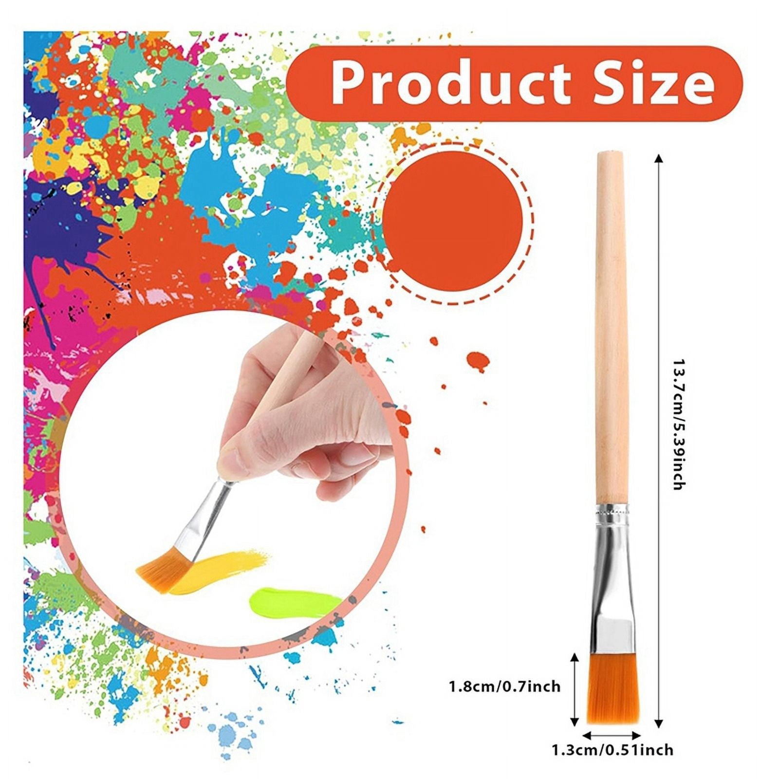 90Pcs Flat Paint Brushes, 3/4 Inch Wood Paint Brush Artist Craft Paint Brushes Watercolor Brush Bulk Painting for Art