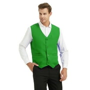 Toptie Waiter Uniform Unisex Button Vest For Supermarket Clerk & Volunteer-Green-US Size XL