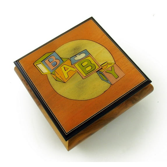 Colorful and Vibrant 30 Note Baby Blocks Wood Inlay Music Jewelry Box - Nutcracker Suite - March