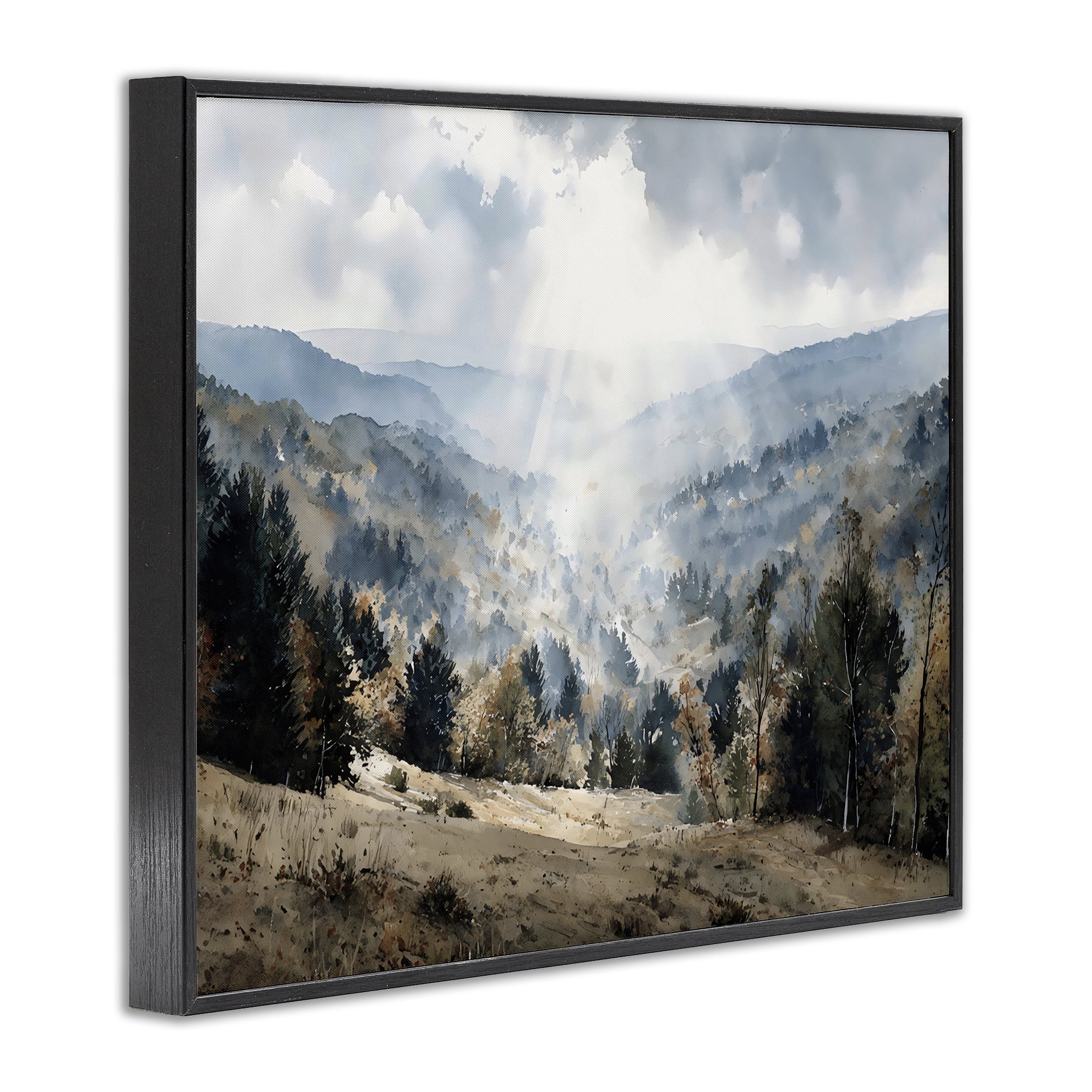 Stupell Industries Sunlit Fall Valley Beams Black Framed Giclee Art, design by Franklyn Gregory