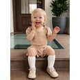 thumbnail image 4 of Cenuakty Toddler Newborn 6M 12M 18M 24M 2T 3T Girl Summer Outfits Solid Color Short Sleeve Buttons Waffle Tops and Pleated Shorts 2Pcs Clothes Set, 4 of 9