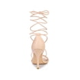 thumbnail image 2 of BLISSFUL STEP Women Woven Strap Lace Up Strappy Stiletto Heel Sandals Beige 9, 2 of 7