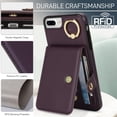 thumbnail image 5 of Allytechgroup iPhone 8 Plus/ 7 Plus Wallet Case, Ring Holder Stand Cards Slots Shockproof Retro Flip Back Cover Phone Case for Apple iPhone 8 Plus/ 7 Plus, Purple, 5 of 8