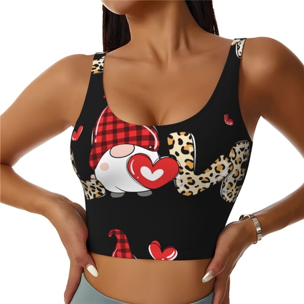 Fotbe Love Gnomes Sujetador Deportivo Largo sin Aros para Mujer con Almohadillas y Soporte Medio, Transpirable y Absorbente, Camiseta Tipo Chaleco o Tank Top-XX-Large