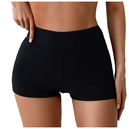 GUOBIOZIY Women s Swim Shorts High Waist Swimsuit Bottoms Adjustable Side Tie Bathing Suit Boyshorts Bikini Board Shorts Spring Summer Beach Fashion Swimwear Only Bottom (Black XL)