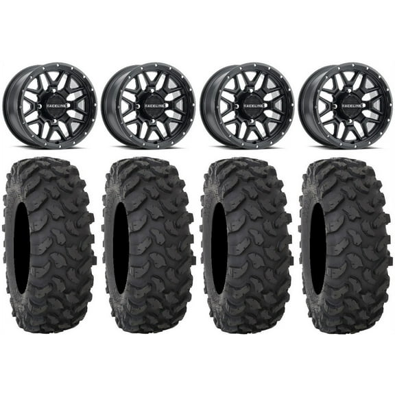 Raceline Krank 14" Wheels Black  38mm 28" XTR370 Tires Polaris RZR XP 1000 / PRO XP / Ranger XP 900/1000