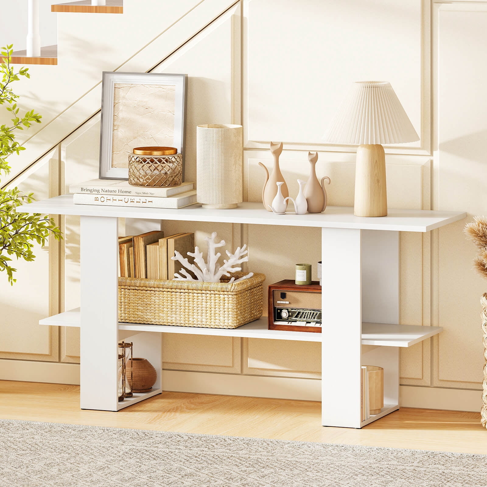 Costway TV Stand for up to 55” TV, Entertainment Center with Storage Shelf for Living Room White