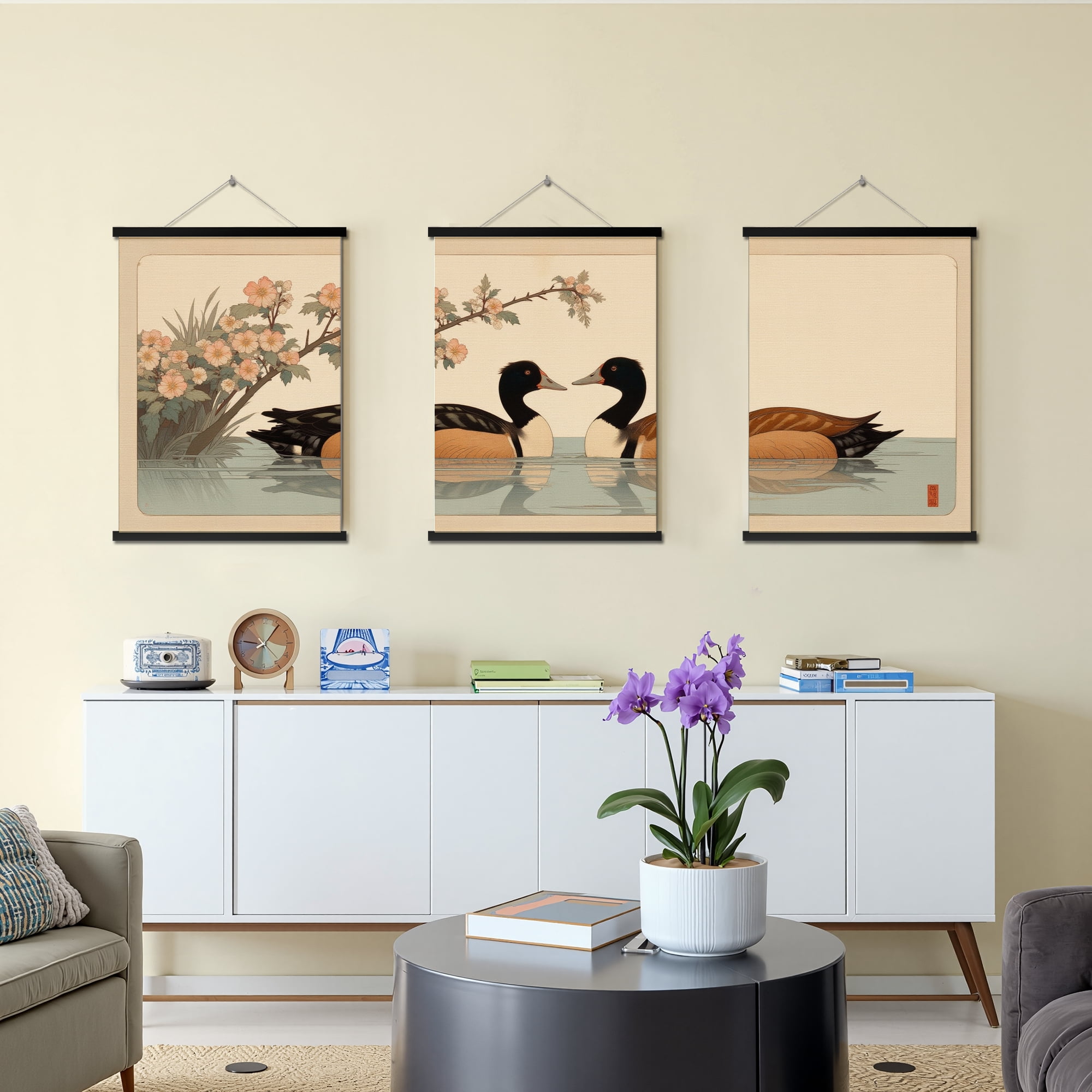 MAYEERTY Modern Abstract Wall Art Painting, Living Room Decor, Black Hanging Rod Frame, 15.7"x11.8"