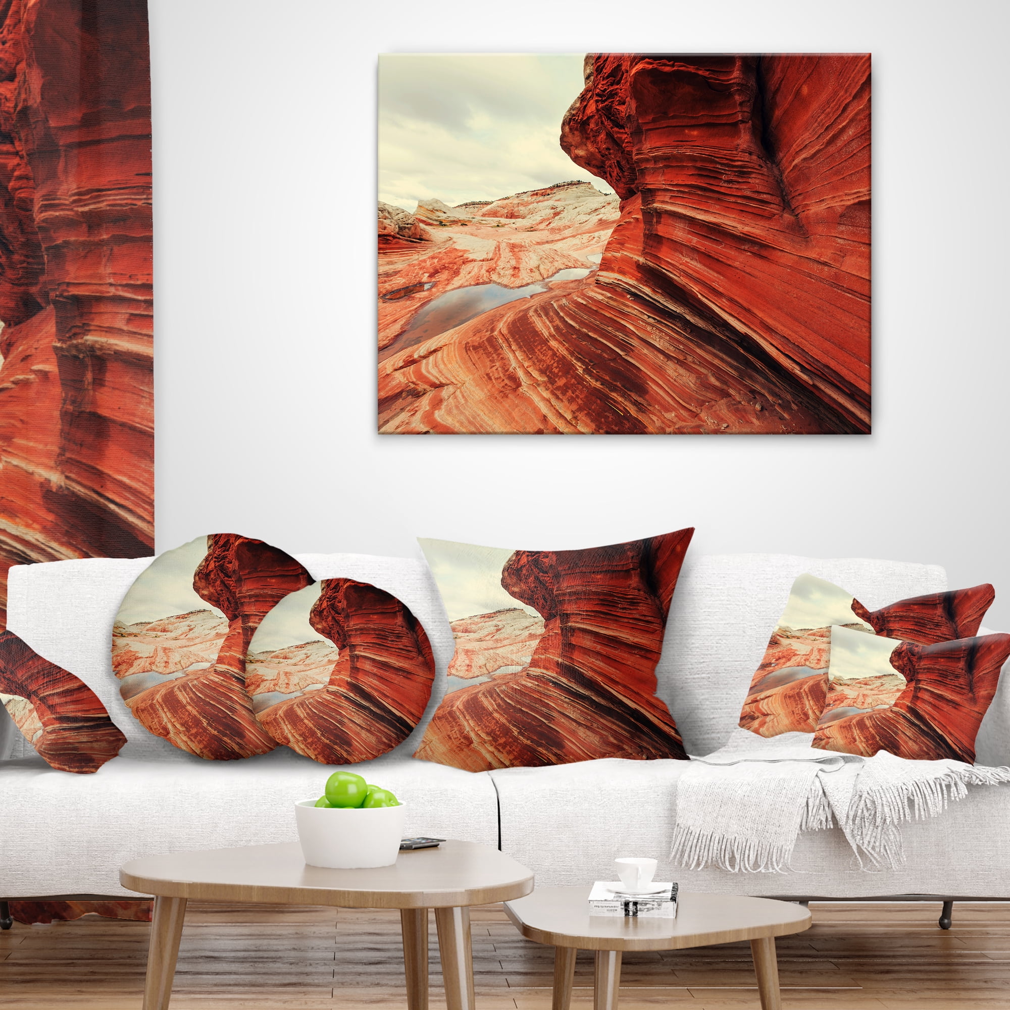 Designart Vermillion Cliffs Lake View - Landscape Printed Throw Pillow - 12x20