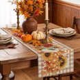 thumbnail image 6 of Thanksgiving Pumpkins Table Runner - 72 Inch Long Fall Maple Leaves Berries Tan Plaid Cotton and Linen Blended Dress Scarves Farmhouse Table Runner for Kitchen Dining, Coffee Table, 13" x 72", 6 of 8