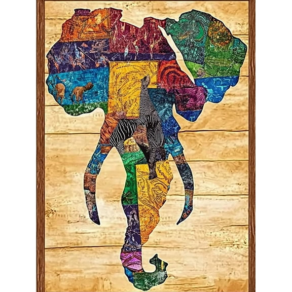 African Elephant Collage Canvas Wall Art,Suitable for Living Room, Bedroom, Office, Dining Room, and Hallway Decoration.