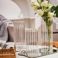 thumbnail image 2 of 8 inch Clear Glass Flower Vases,Ribbed Vase for Centerpiece Table Home Indoor Desk Decor, Modern Boho Style Vase for Wedding House Gift, 2 of 8