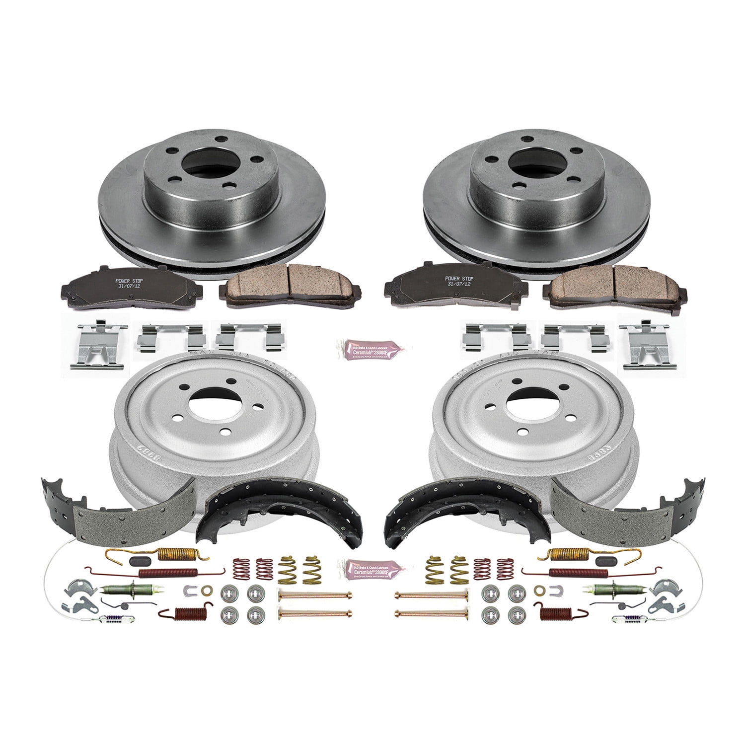 Power Stop Front and Rear Stock Replacement Drum and Shoe Kit KOE15004DK