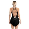 thumbnail image 4 of inhzoy Women Sleeveless Lyrical Dance Dress Shiny Rhinestone Figure Ice Skating Leotard Dresses Black XXL, 4 of 7