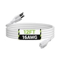 thumbnail image 1 of Cable de extensión para exteriores BN-LINK de 12 pies, 3 puntas, calibre 16, blanco, 1 of 8