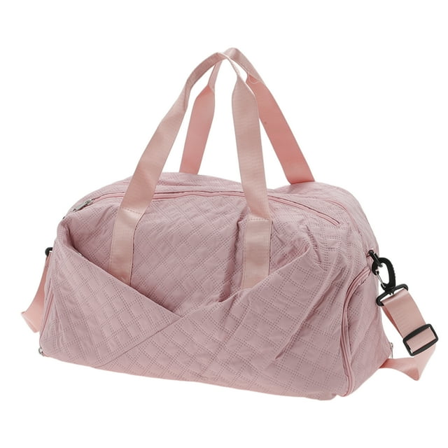 Bolsa de deporte Unique Bargains para viajar, bolsa de deporte inflable con compartimento para zapatos, bolsas de deporte de viaje con correa de equipaje fija, bolsa de fin de semana ligera rosa