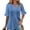 Blue, variant on LADIGASU Women Sexy Short Sleeve Sequins Loose Polluer Solid V-Neck Blouse Shirt