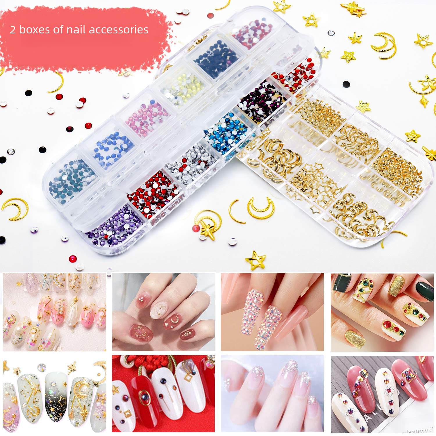 Nail set full set diy shop nail pen tool nail stickers hollow rivet jewelry drill-black