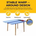 thumbnail image 4 of Blue Ombre Striped Daisy Table Cloths for 4 Foot Rectangle Tables, Vintage Flowers Abstract Art Patio Waterproof Elastic Fitted Tablecloths, Washable Rectangular Table Cover for Camping, 4 of 8