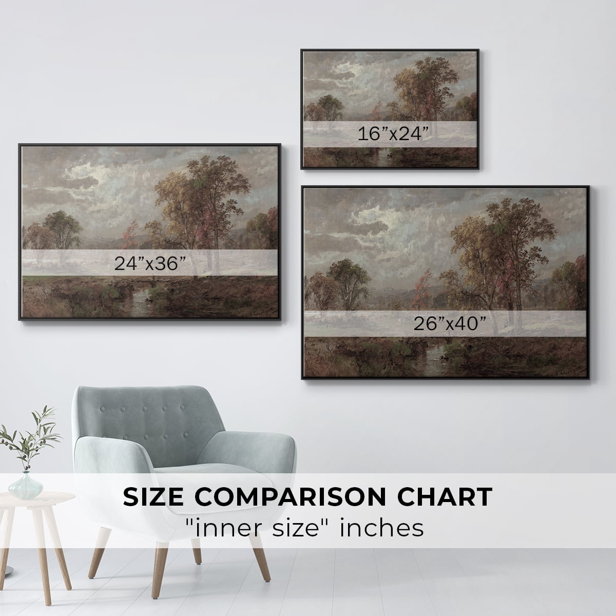 Vintage Landscape-CCCXXIV By Wexford Home Framed in Black Wood Gallery Wrapped Canvas 25 in. x 37 in.