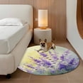 thumbnail image 2 of Lavender Round Area Rug 6Ft Washable Circle Rugs for Bathroom Office, Purple Floral Spring Country Nature Wildflower Plant Non-Slip Carpet Floor Mats Indoor Outdoor Carpet Runner Aesthetic Home Decor, 2 of 8