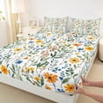 thumbnail image 3 of Castle Fairy Orange Flowers 4 Pieces Queen Sheet Sets for Boys Girls,Chic Floral Blossoms Ultra Soft Flat Sheet,Retro Vintage Aesthetic Queen Fitted Sheet,Ultra Soft Home Decor, 3 of 7