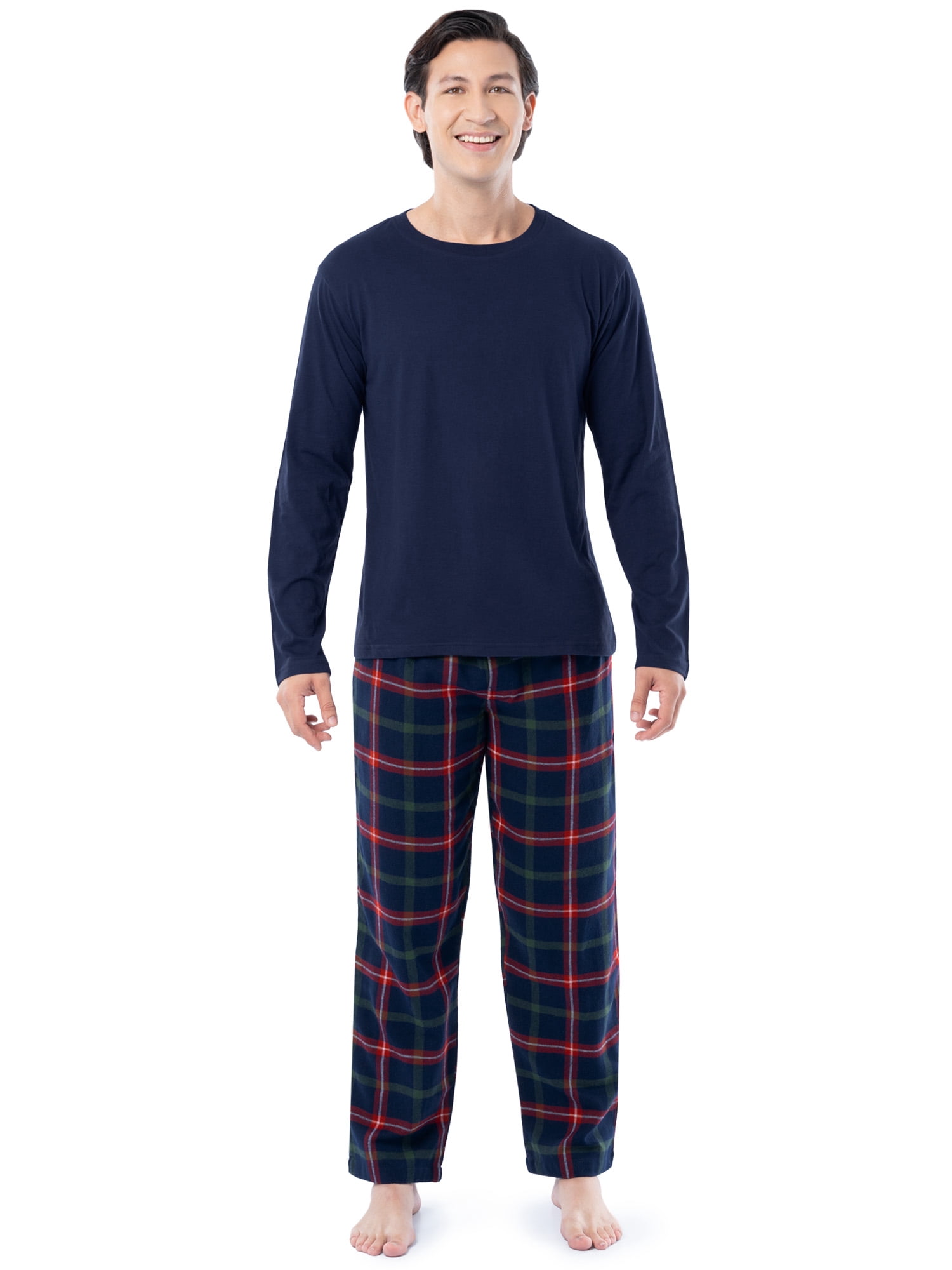 Fruit of the Loom Men's Jersey Knit Top and Flannel Pajama Pants Set, 2-Piece, Sizes S-5XL