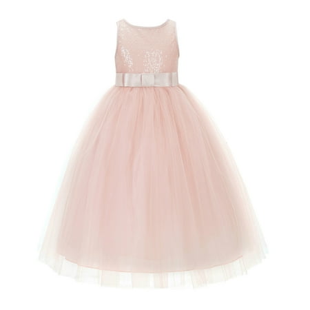 

Sequins V-Back Junior Flower Girl Dress Communion Baptism Recital LG1