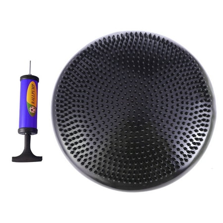 

Inflated Stability Wobble Cushion Extra Thick Core Balance-Disc Wiggle Seat for Improving Core Strength Relieving Back Pain with Random Color Air Inflator (Black)