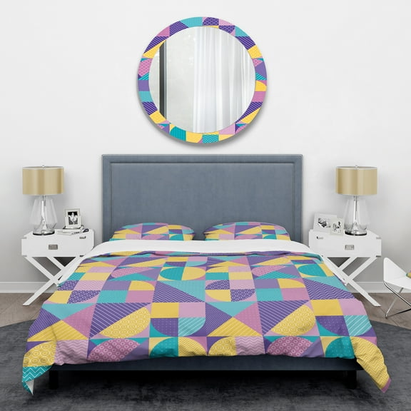 Designart 'Geometrical Pastel Abstract I' Mid-Century Modern Duvet Cover Set