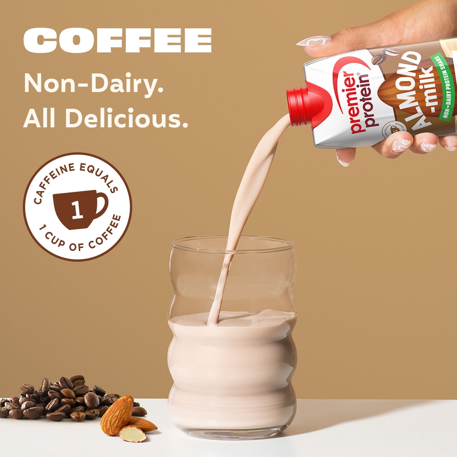 Premier Protein Almondmilk Non-Dairy Protein Shake, 20g Protein, 5g Sugar, 11 Fl oz, Coffee, 4 Count