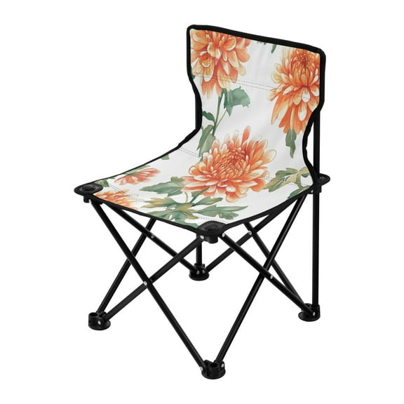Outdoor Folding Chair 14.46x14.46x22.83 Inches, Camping Folding Chair Easy to Carry Ideal for Outdoor Picnics Camping Park Fishing Chrysanthemums Orange