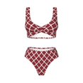thumbnail image 4 of Daiia Red Moroccan Women's Bikini Set Two Piece Swimsuit High Waisted Bikini Adjustable Straps Bikini Perfect for Beach, Pool, and Summer Vacation-Large, 4 of 9
