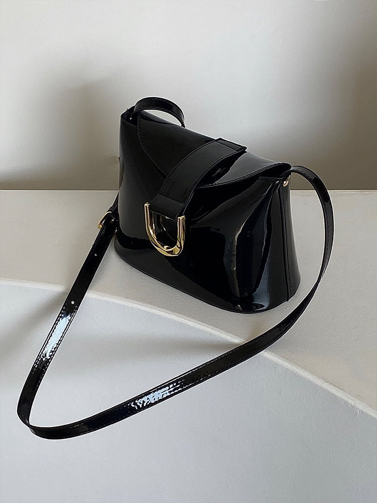 Vintage Patent Leather Women Shoulder Bags Fashion Ladies Hasp Flap Handbag Small Clutch Purse Solid Color Female Crossbody Bags