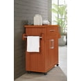 Hodedah Kitchen Cart with Spice Rack plus Towel Holder, Cherry