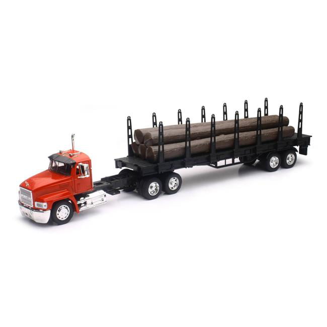 New Ray 13133 Red 1/32 Scale Mack CH Logging Truck Tractor Trailer Model Semi