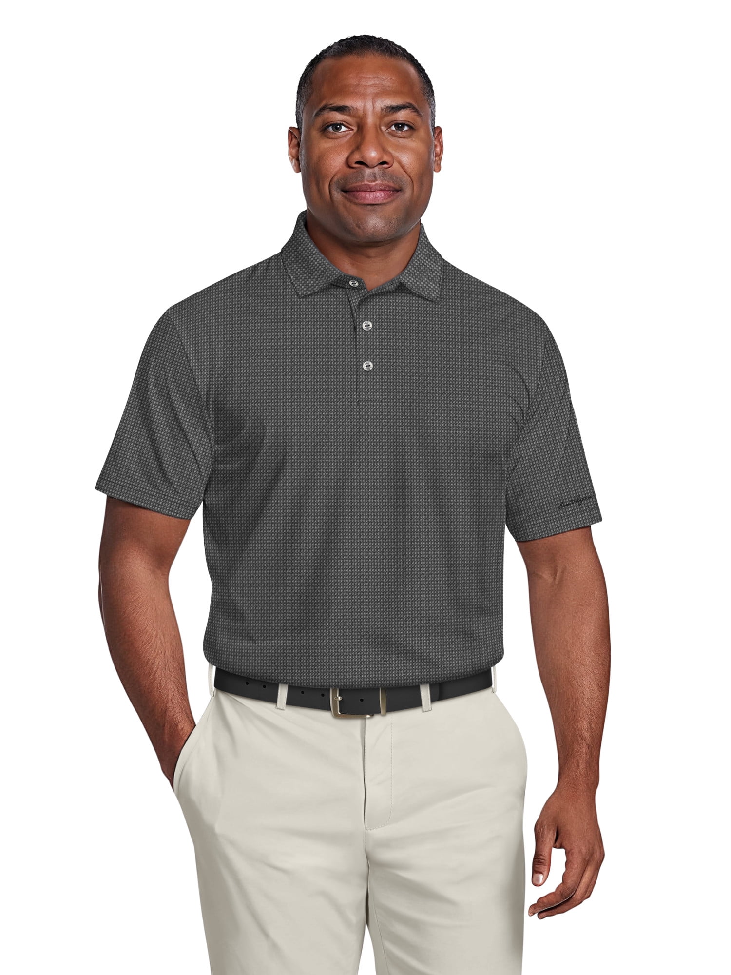 Ben Hogan Men's & Big Men's Performance Eco Mini Geo Jacquard Short Sleeve Polo Shirt, up to 5XL