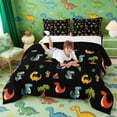 thumbnail image 3 of Erosebridal Funny Dinosaur Queen Comforter Set for Boys Girls, Cute Animal Wildlife Bedding Comforter Set, Black, 3 of 6