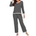 thumbnail image 6 of Hanerdun Women Pajama Set Female Sleepwear Long Sleeve Pjs, Gray M, 6 of 7