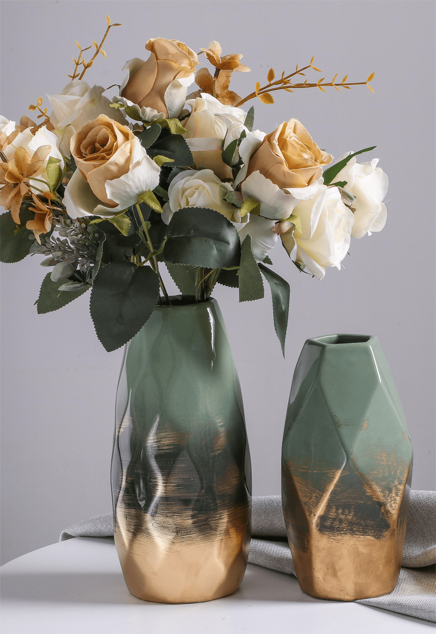 Teresa's Collections 9"H, 8"H Modern Ceramic Vases, Home Decor Accents