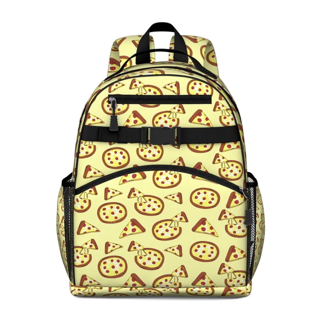 Funny Cartoon Pizza-Themed Student Backpack Lightweight and Water-Resistant School Book Bag with Pepperoni and Cheese Designs Spacious and Comfortable for Daily Use and Travel