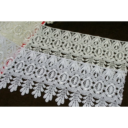 Lily 4" White or Ivory Floral Victorian Guipure Vintage Venice Lace Trim by Yard