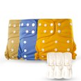 thumbnail image 1 of Pañales de tela para bebé, lavables, reutilizables, de bolsillo, de secado rápido, transpirables, impermeables, talla única, ajustables para bebés, niñas y niños, 3 pañales + 3 insertos, 1 of 8