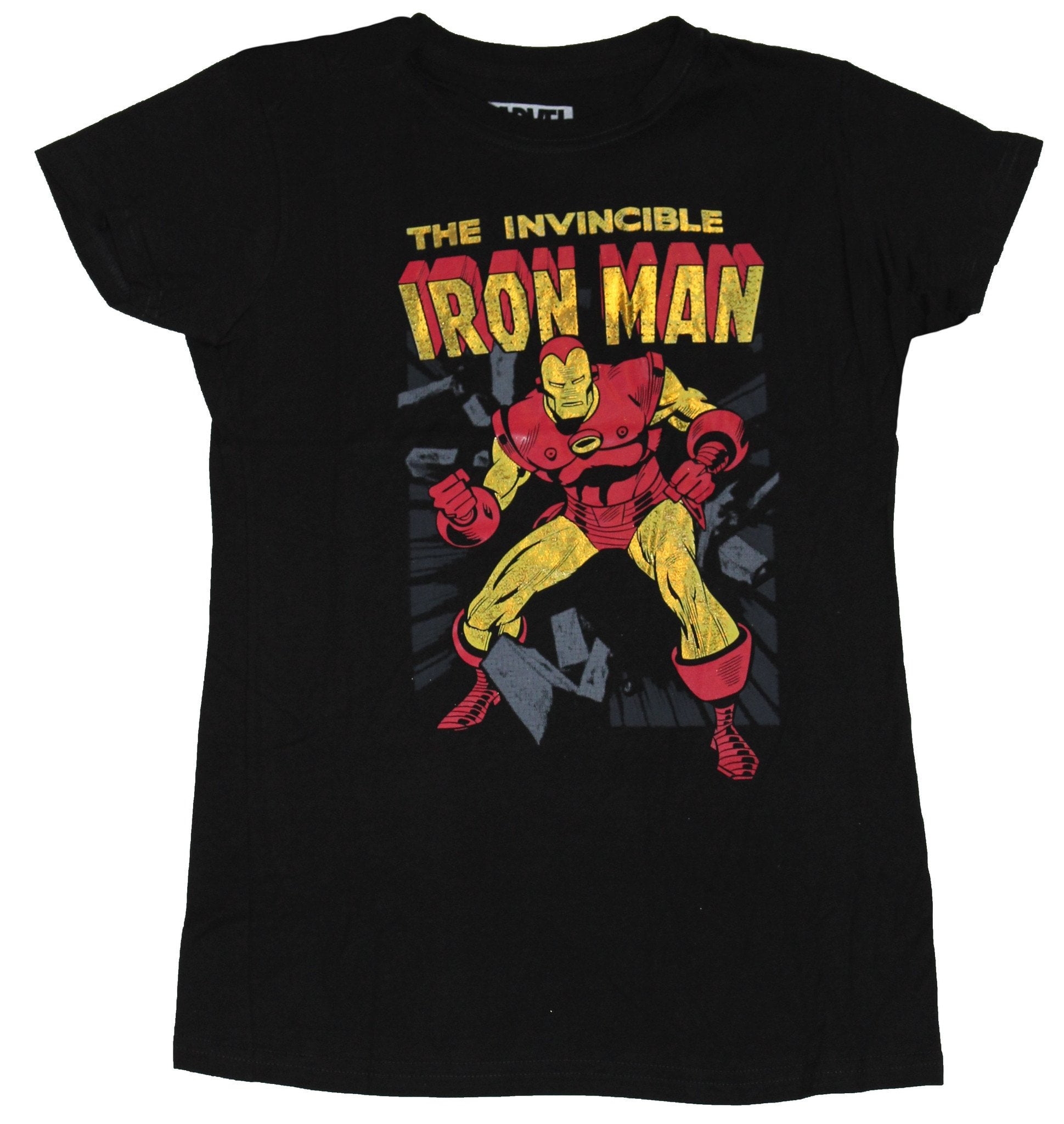 Iron Man (Marvel Comics) Girls T-Shirt - Invincible Wall Busting Image (X-Large) Walmart.com