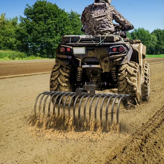 Dextrus 48" Tractor Rake with 2" Receiver 17 Tines for Lawn Tractors ATVs / UTVs Steel